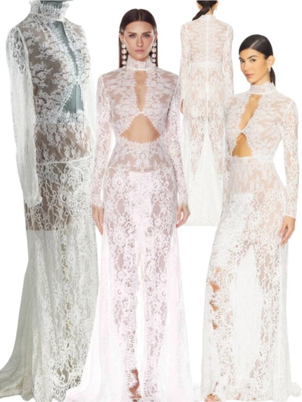 🆕 BRONX & BANCO 🧿 NWOT Eleanor Lace Cut Out Gown, White - Sz L US 8